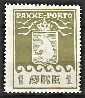 FRIMÆRKER GRØNLAND | 1905 - AFA 1 - PAKKE-PORTO - 1 øre olivengrøn - Ubrugt