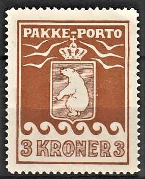 FRIMÆRKER GRØNLAND | 1930 - AFA 12 - PAKKE-PORTO - 3 kr. brun - Ubrugt