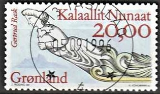 FRIMÆRKER GRØNLAND | 1996 - AFA 299 - Gallionsfigurer III - 20,00 kr. Gertrud Rask - Lux stemplet