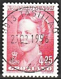 FRIMÆRKER GRØNLAND | 1996 - AFA 285 - Dronning Margrethe - 4,25 kr. rød - Lux stemplet