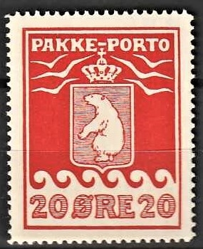 FRIMÆRKER GRØNLAND | 1915 - AFA 9 - PAKKE-PORTO 20 øre rød - Postfrisk