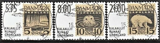 FRIMÆRKER GRØNLAND | 2001 - AFA 379-81 - Frimærker er aldrig udkom - 5,75 - 21,00 kr. flerfarvet - Lux stemplet