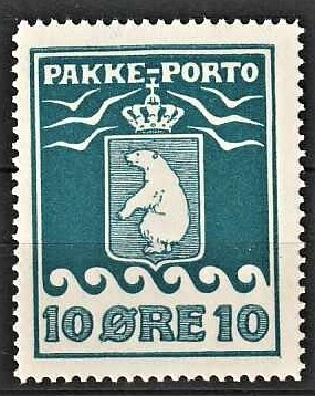 FRIMÆRKER GRØNLAND | 1915 - AFA 7 - PAKKEPORTO - 10 øre blå - Postfrisk