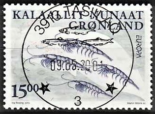 FRIMÆRKER GRØNLAND | 2001 - AFA 376 - Europafrimærke. - 15,00 kr. flerfarvet - Lux stemplet