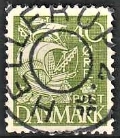 FRIMÆRKER DANMARK | 1933 - AFA 208 - Karavel 40 øre grøn Type I - Lux Stemplet HELLERUP