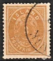 FRIMÆRKER ISLAND | 1882 - AFA 12 - 3 aur gul tk. 14 - Stemplet