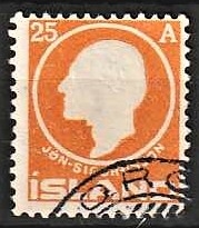 FRIMÆRKER ISLAND | 1911 - AFA 68 - Jòn Sigurdsson - 25 aur orange - Stemplet