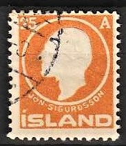 FRIMÆRKER ISLAND | 1911 - AFA 68 - Jòn Sigurdsson - 25 aur orange - Stemplet