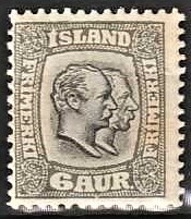FRIMÆRKER ISLAND | 1907 - AFA 52 - Chr. IX og Frederik VIII - 6 aur grå tk. 12 3/4 - Ubrugt 