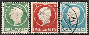 FRIMÆRKER ISLAND | 1912 - AFA 69,70,71 - Kong Frederik VIII - 5,10,20 aur - Stemplet