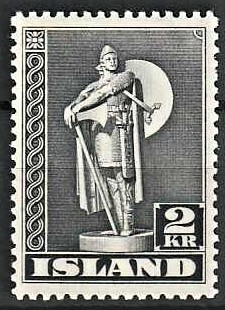 FRIMÆRKER ISLAND | 1947 - AFA 215B - Thorfinn Karlsefni - 2 kr. grå tk. 11 1/2 - Postfrisk