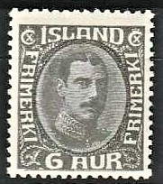 FRIMÆRKER ISLAND | 1931-33 - AFA 159 - Kong Christian X - 6 aur grå - Ubrugt
