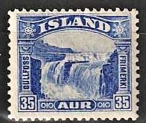 FRIMÆRKER ISLAND | 1930-31 - AFA 152 - Gullfoss - 35 aur blå - Postfrisk