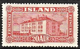 FRIMÆRKER ISLAND | 1925 - AFA 116 - Landskabsserie - 20 aur rød - Ubrugt 