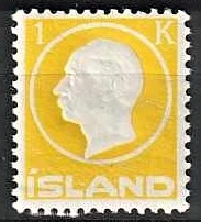FRIMÆRKER ISLAND | 1912 - AFA 73 - Kong Frederik VIII - 1 kr. citrongul - Ubrugt