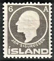 FRIMÆRKER ISLAND | 1911 - AFA 66 - Jòn Sigurdsson - 6 aur grå - Ubrugt