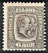 FRIMÆRKER ISLAND | 1907 - AFA 52 - Chr. IX og Frederik VIII - 6 aur grå tk. 12 3/4 - Ubrugt 