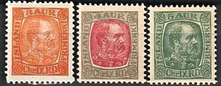 FRIMÆRKER ISLAND | 1902-04 - AFA 35,36,37 - Kong Chr. IX - 3 - 5 aur - Ubrugt