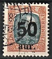 FRIMÆRKER ISLAND | 1925 - AFA 113 - Provisorier - 50 aur/5 kr. brun/grå - Stemplet