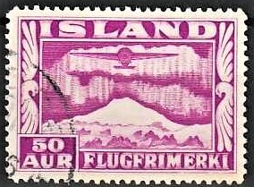 FRIMÆRKER ISLAND | 1934 - AFA 178 - Luftpost - 50 aur rødlilla tk. 14 - Stemplet