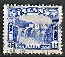 FRIMÆRKER ISLAND | 1930-31 - AFA 152 - Gullfoss - 35 aur blå - Stemplet