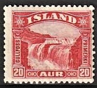 FRIMÆRKER ISLAND | 1930-31 - AFA 151 - Gullfoss - 20 aur rød - Ubrugt