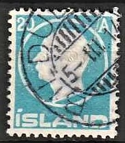 FRIMÆRKER ISLAND | 1912 - AFA 71 - Kong Frederik VIII - 20 aur blå - Stemplet