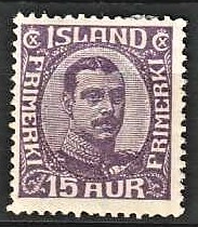 FRIMÆRKER ISLAND | 1920 - AFA 90 - Kong Christian X - 15 aur violet - Ubrugt