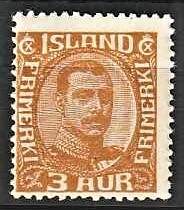 FRIMÆRKER ISLAND | 1920 - AFA 84 - Kong Christian X - 3 aur brungul - Ubrugt