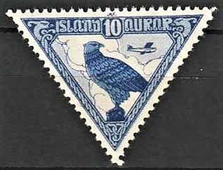 FRIMÆRKER ISLAND | 1930 - AFA 140 - Alting 1000 års jubilæum - 10 aur luftpost - Ubrugt