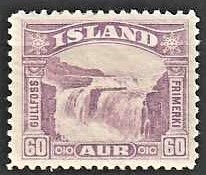 FRIMÆRKER ISLAND | 1930-31 - AFA 153 - Gullfoss - 60 aur lilla - Ubrugt