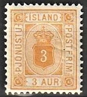 FRIMÆRKER ISLAND | 1898-1900 - AFA 3B - Tjeneste - 3 aur gul tk. 12 3/4 - Ubrugt