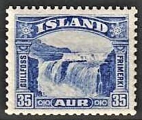 FRIMÆRKER ISLAND | 1930-31 - AFA 152 - Gullfoss - 35 aur blå - Ubrugt