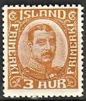 FRIMÆRKER ISLAND | 1920 - AFA 84 - Kong Christian X - 3 aur brungul - Ubrugt