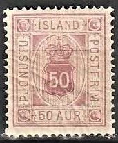 FRIMÆRKER ISLAND | 1876-95 - AFA 8 - Tjeneste - 50 aur rødlilla tk. 14 - Ubrugt 
