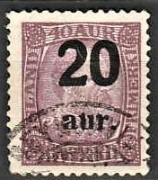 FRIMÆRKER ISLAND | 1921-22 - AFA 109 - Provisorier - 20/40 aur lilla - Stemplet