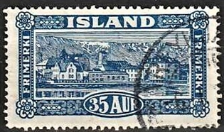 FRIMÆRKER ISLAND | 1925 - AFA 117 - Landskabsserie - 35 aur blå - Stemplet