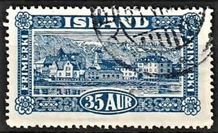 FRIMÆRKER ISLAND | 1925 - AFA 117 - Landskabsserie - 35 aur blå - Stemplet