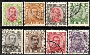 FRIMÆRKER ISLAND | 1920 - AFA 83-90 - Kong Christian X - 1 - 15 aur - Stemplet