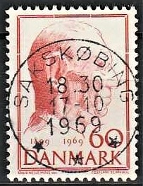 FRIMÆRKER DANMARK | 1969 - AFA 481 - Fredrik IX 70 år - 60 øre rød - Pragt Stemplet Sakskøbing
