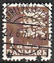 FRIMÆRKER DANMARK | 1946-47 - AFA 293 - Rigsvåben 1,00 Kr. brun - Lux Stemplet Gørlev Sjælland