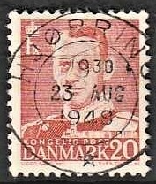 FRIMÆRKER DANMARK | 1948-50 - AFA 307 - Fr. IX 20 øre rød - Pragt Stemplet Hjørring