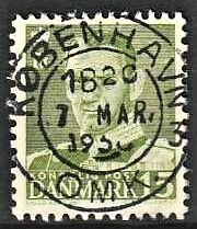 FRIMÆRKER DANMARK | 1948-50 - AFA 306 - Fr. IX 15 øre grøn - Lux Stemplet København