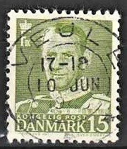 FRIMÆRKER DANMARK | 1948-50 - AFA 306 - Fr. IX 15 øre grøn - Lux Stemplet Vejle