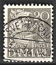 FRIMÆRKER DANMARK | 1933 - AFA 204 - Karavel 20 øre grå Type I - Lux Stemplet Svendborg