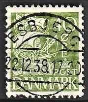 FRIMÆRKER DANMARK | 1933 - AFA 208 - Karavel 40 øre grøn Type I - Lux Stemplet Esbjerg