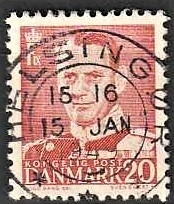 FRIMÆRKER DANMARK | 1948-50 - AFA 307 - Fr. IX 20 øre rød - Pragt Stemplet Helsingør