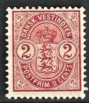 FRIMÆRKER DVI | 1903 - AFA 22 | 2 cents rød - Ubrugt