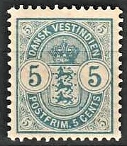 FRIMÆRKER DVI | 1900 - AFA 17 | 5 cents blå - Ubrugt