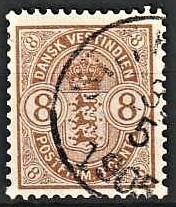 FRIMÆRKER DVI | 1903 - AFA 23 | 8 cents brun - Stemplet